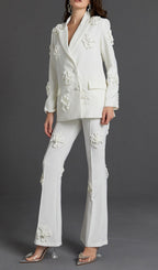 Acedia White Three Dimensional Floral Suit Flowering Girl