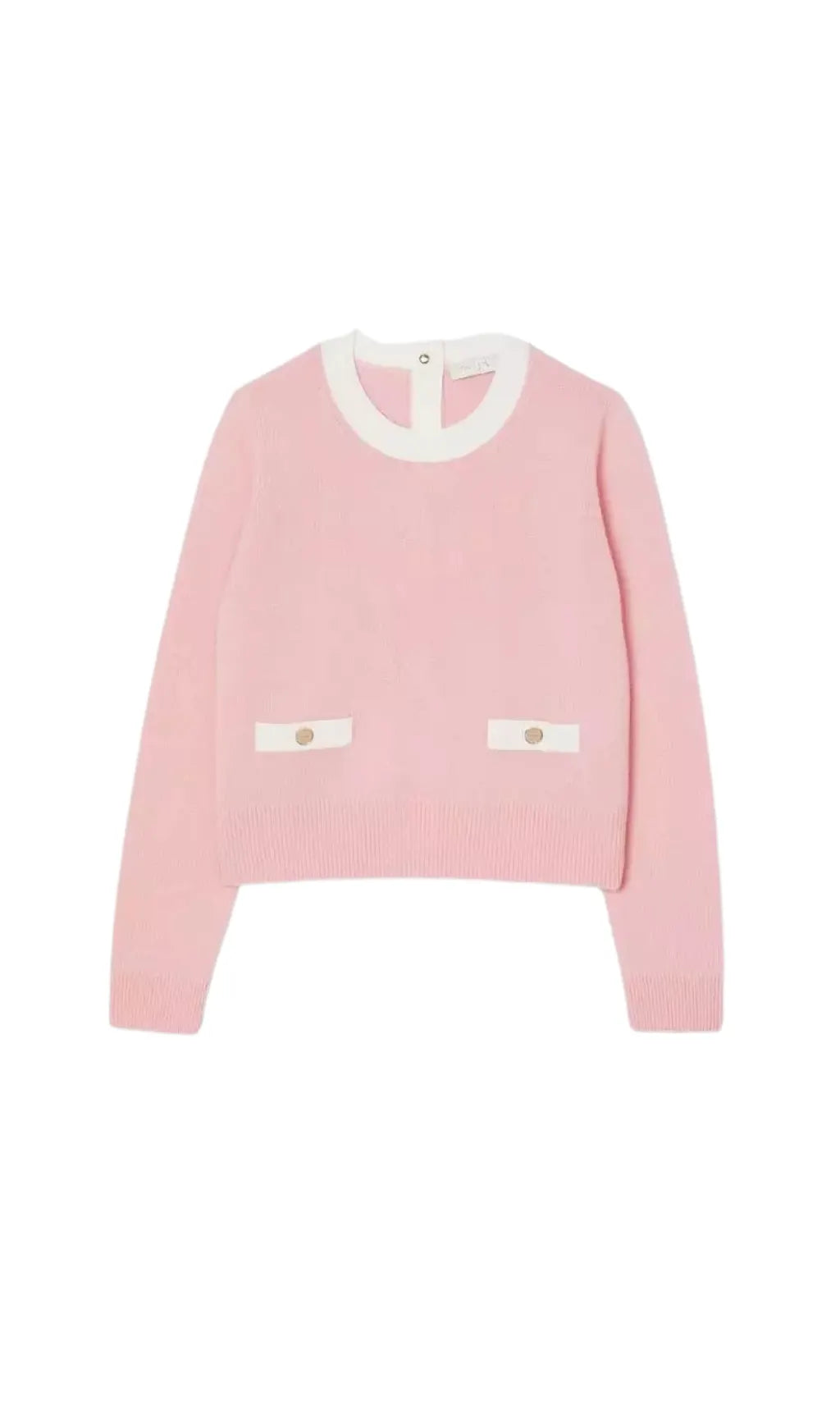 FINE KNIT BACK BUTTON SWEATER Flowering Girl