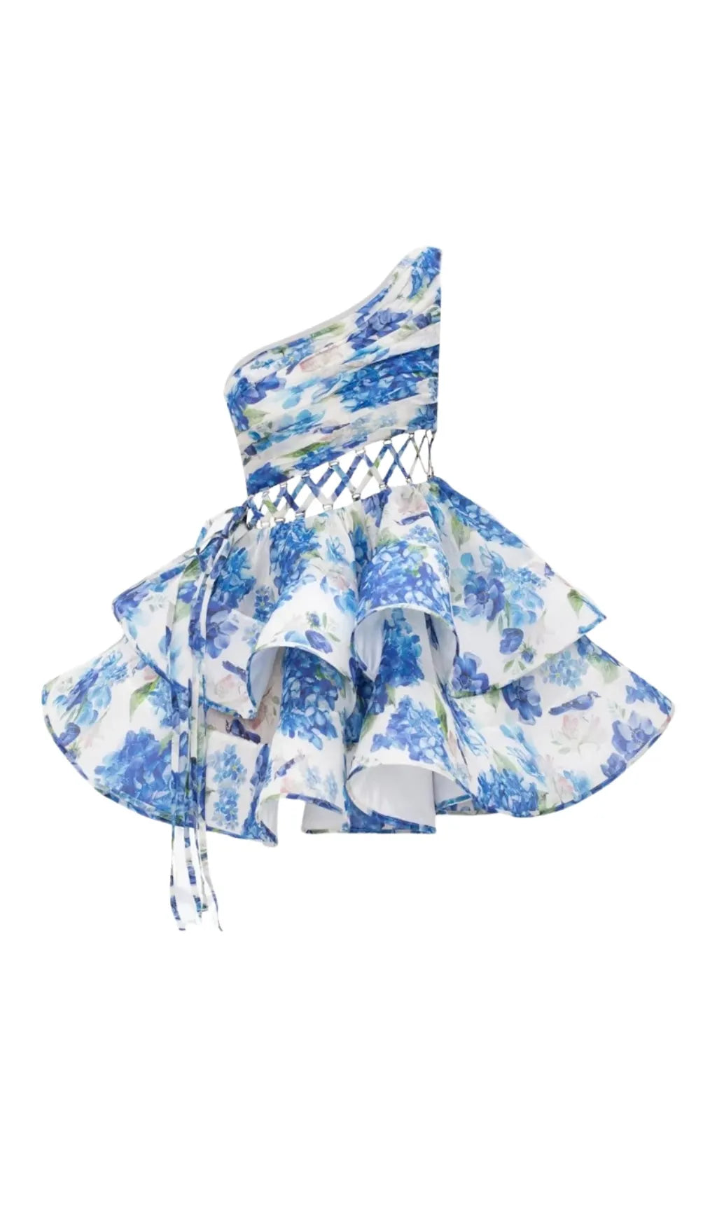 Carlotta Floral Printed One Shoulder Mini Dress Flowering Girl