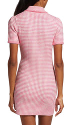 Knitted Button Mini Dress In Pink Flowering Girl