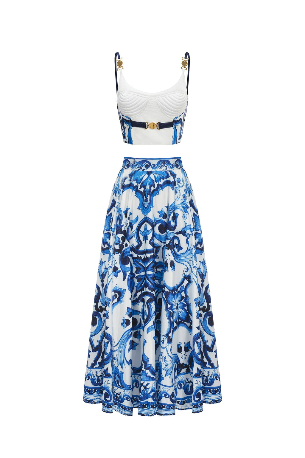 Kaona Halter Floral Printed Top And Skirt Two-Piece Set Flowering Girl