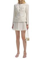Cream Sequin Boucle Tailored Mini Dress Flowering Girl