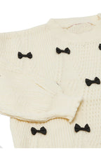 POINTELLE KNIT MINI BOW SWEATER Flowering Girl