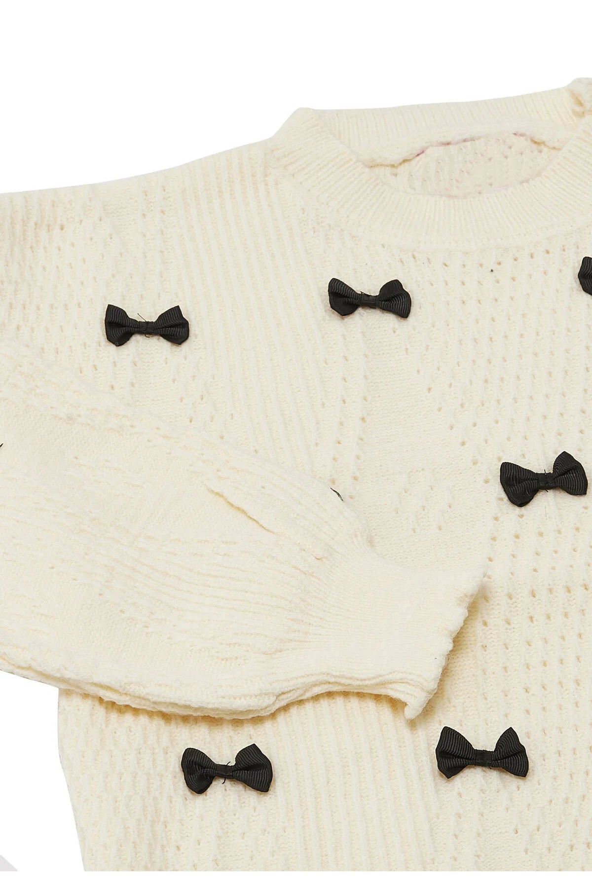 POINTELLE KNIT MINI BOW SWEATER Flowering Girl