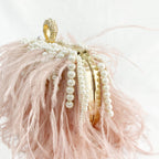 Ana Feather Pearl Chain Clutch Flowering Girl