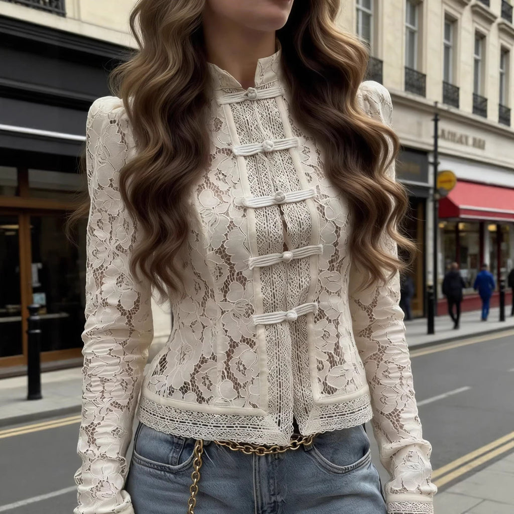 Lace Buckle Shirt Top Flowering Girl