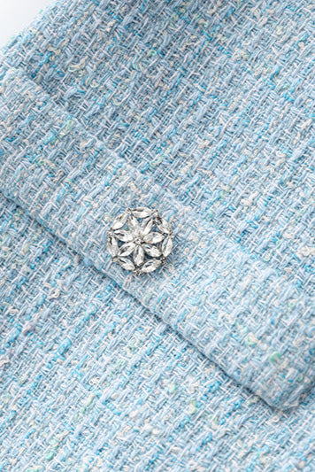 Halter Neck Tweed Vest Mini Dress In Blue Flowering Girl