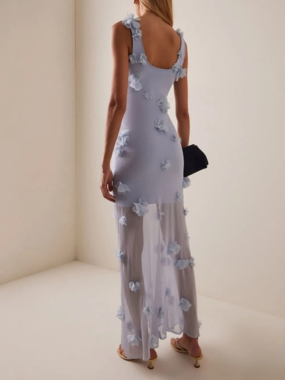 Manoush Purple Flower Embellished Maxi Dress Flowering Girl