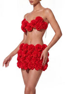 Ralden Strapless Flower Skirt Set Flowering Girl