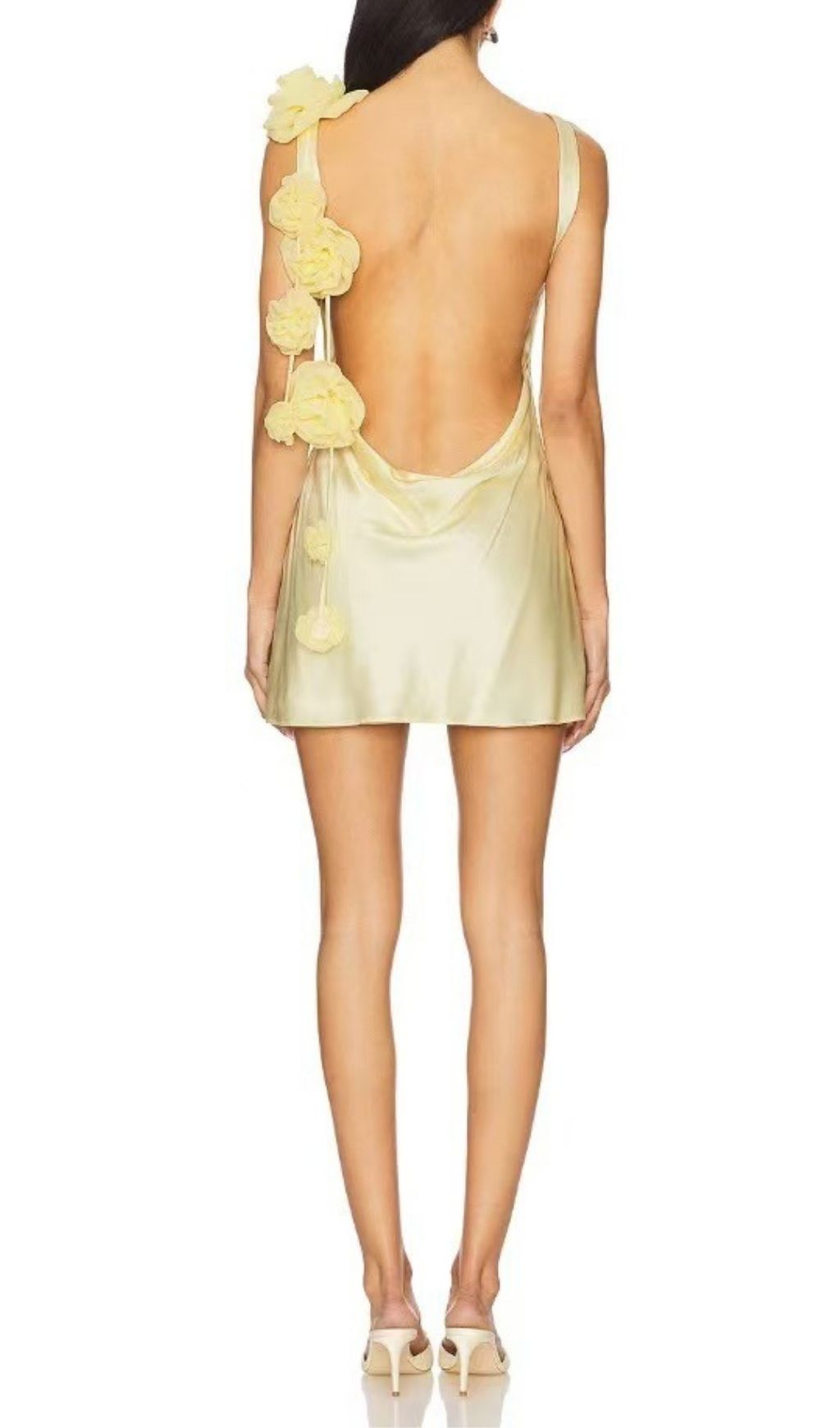 Kelli Yellow Flower Backless Mini Dress Flowering Girl