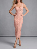 Makenzie Pink Lace Maxi Dress Flowering Girl
