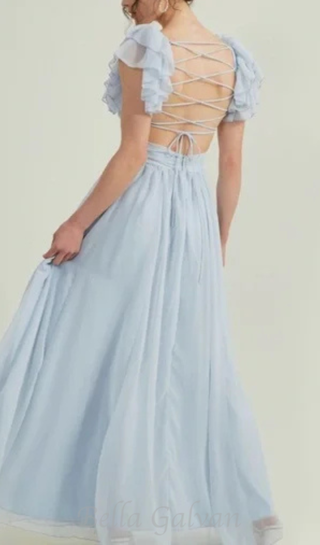 vanessa ruffle sleeves maxi dress in blue Flowering Girl