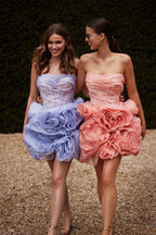 Georgia Appliquéd Organza Lavender Mini Dress Flowering Girl