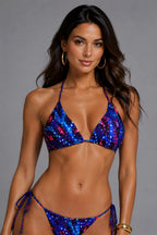 Galaxy Print Halter Tie Side Two‑Piece Bikini Set Flowering Girl
