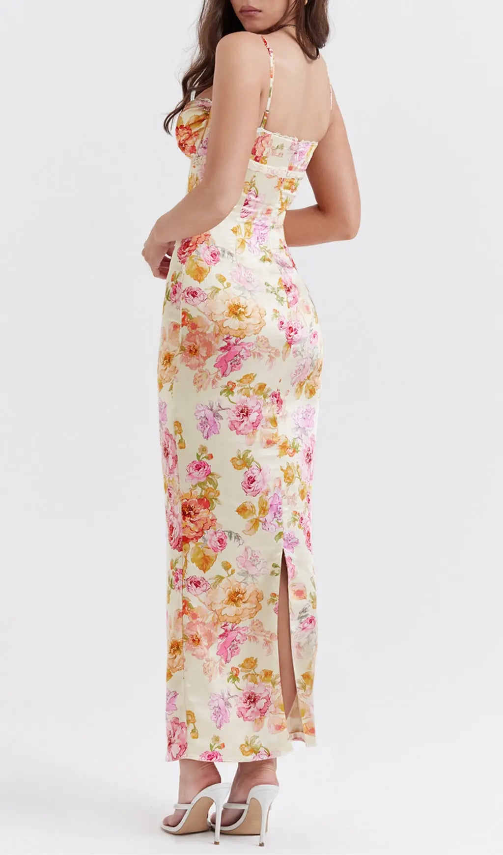 Ivory Floral Maxi Dress Flowering Girl