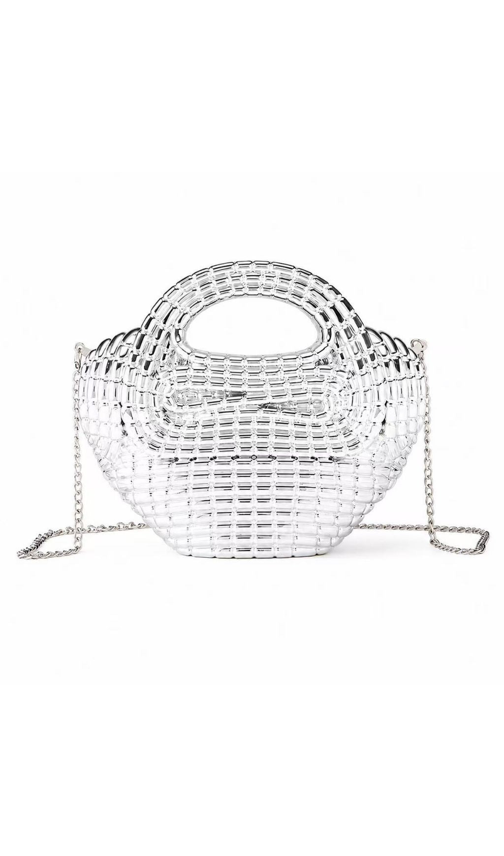 Raxelyn Silver Sculpted Grid Bag Flowering Girl