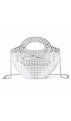 Raxelyn Silver Sculpted Grid Bag Flowering Girl