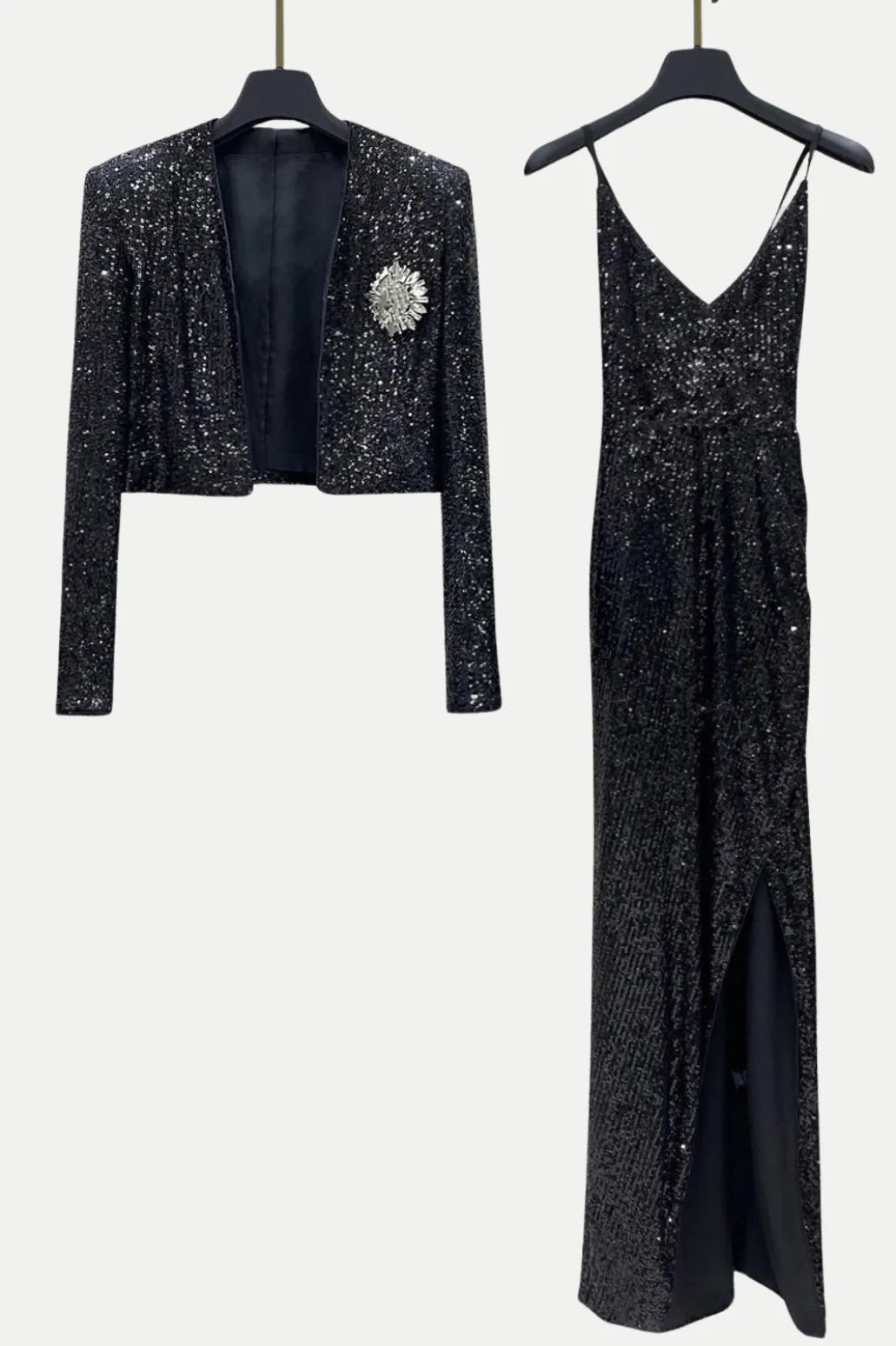 Sequin Cropped Blazer in silver Flowering Girl