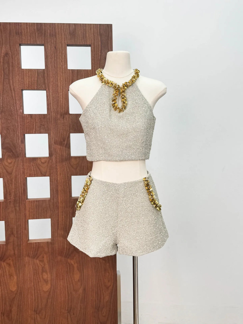 Evangeline Sequin Top In Apricot Flowering Girl