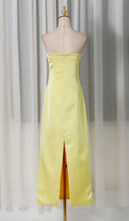 Jeneth Yellow Strapless Flower Maxi Dress Flowering Girl