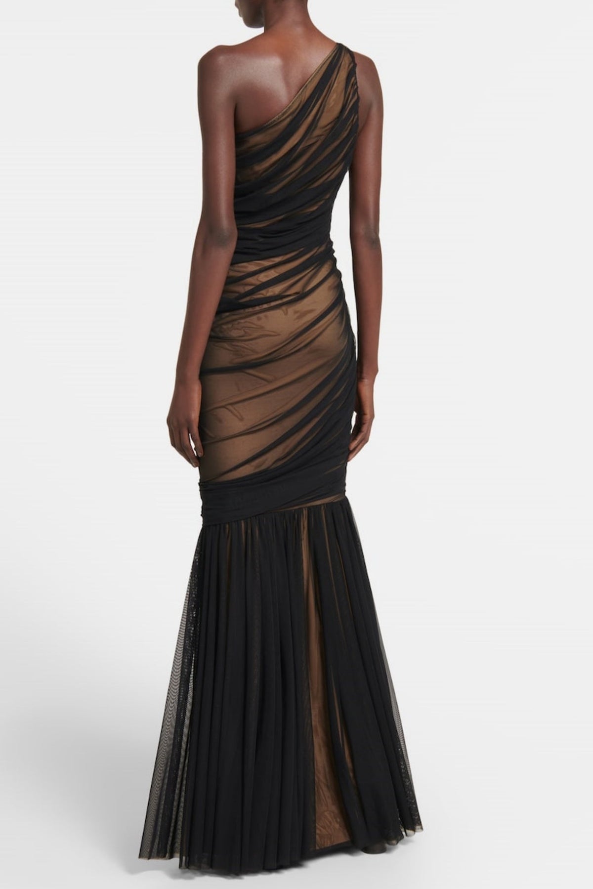 Cadhla One Shoulder Ruched Mesh Maxi Dress Flowering Girl