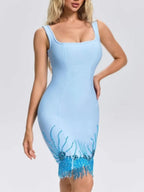 Grimrics Fringe Crystal Mini Dress Flowering Girl