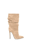 Katalin Beige High Heel Boots Flowering Girl