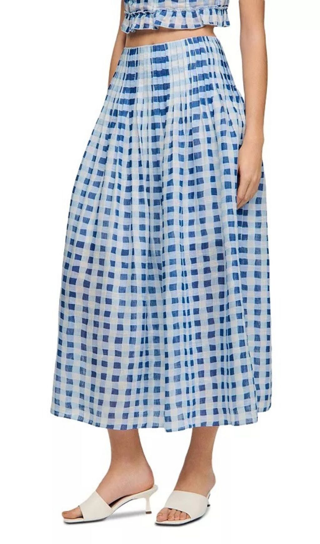 Poppy Gingham Linen Blend Maxi Skirt Flowering Girl