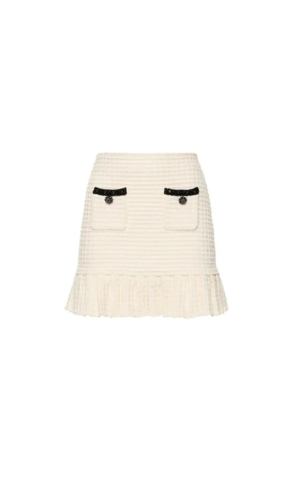 CREAM TEXTURED KNIT MINI SKIRT Flowering Girl