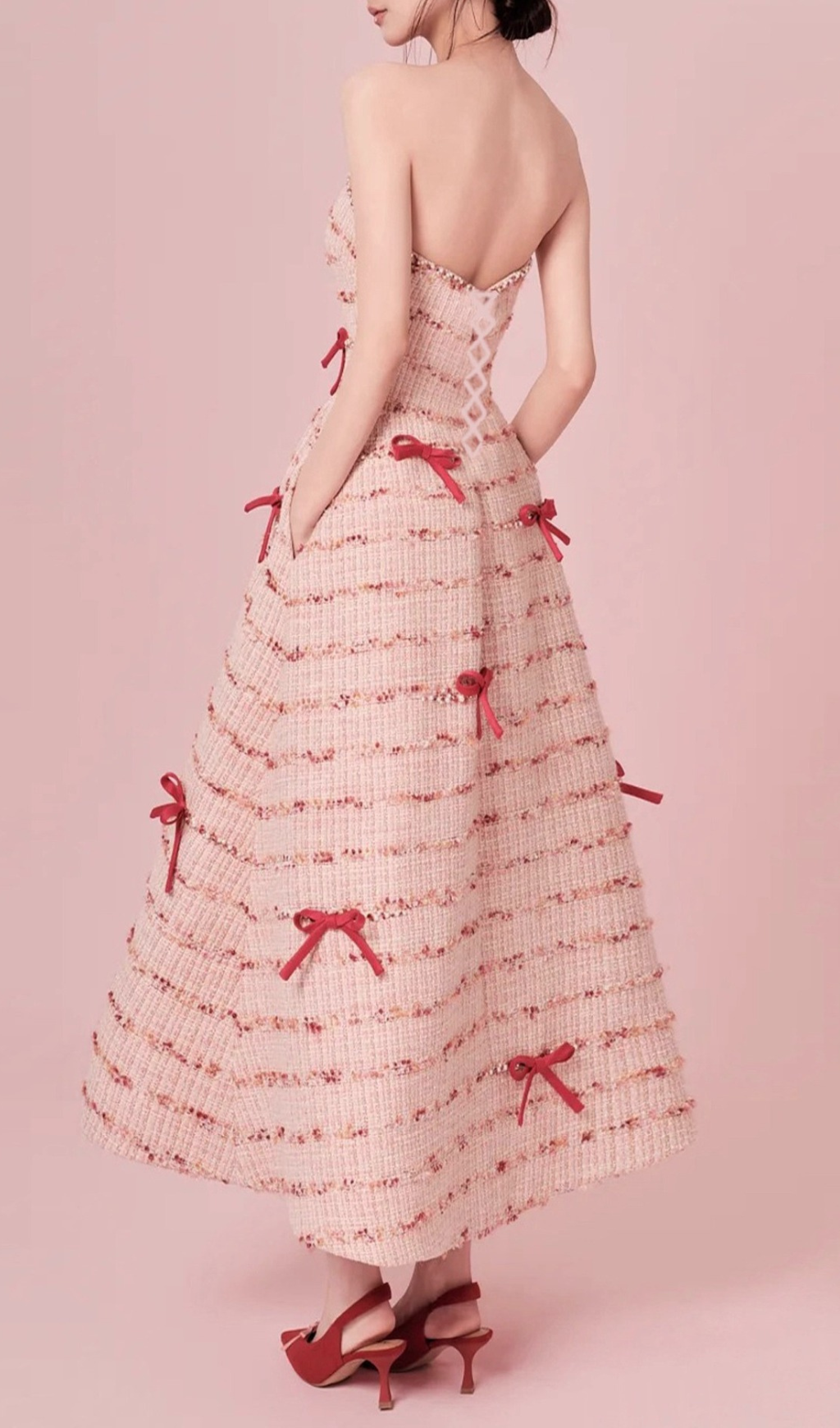 Ganya Strapless Bow Beaded Midi Dress Flowering Girl