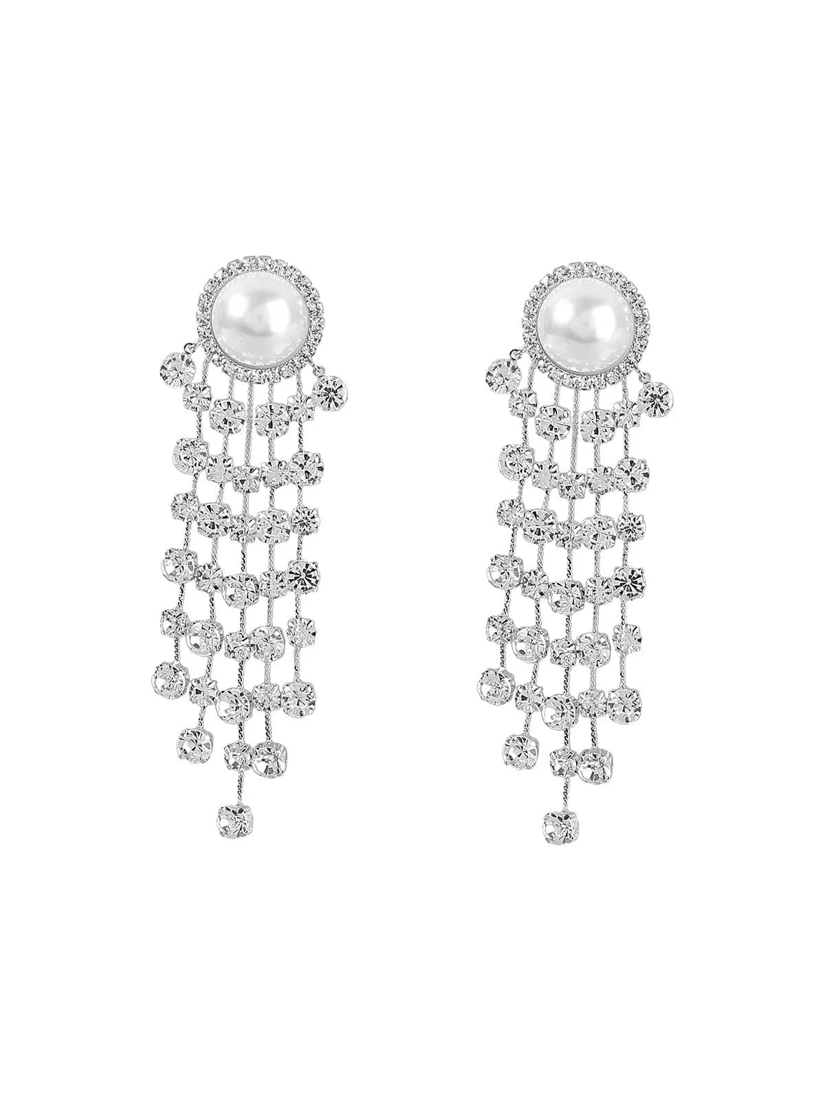 Pearl Crystal Tassel Earrings Flowering Girl
