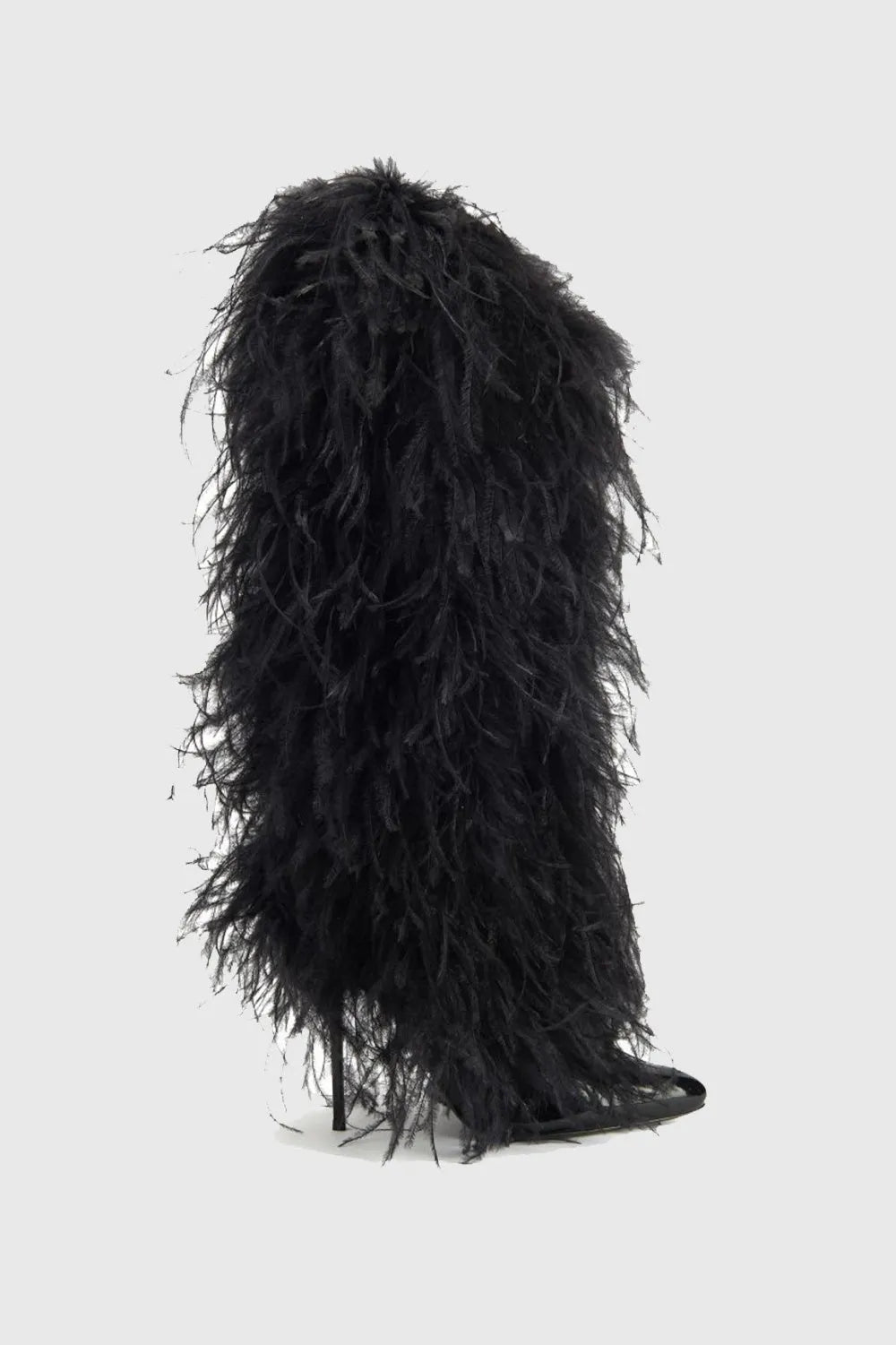 Danica Feather Knee-high Boots - Black Flowering Girl
