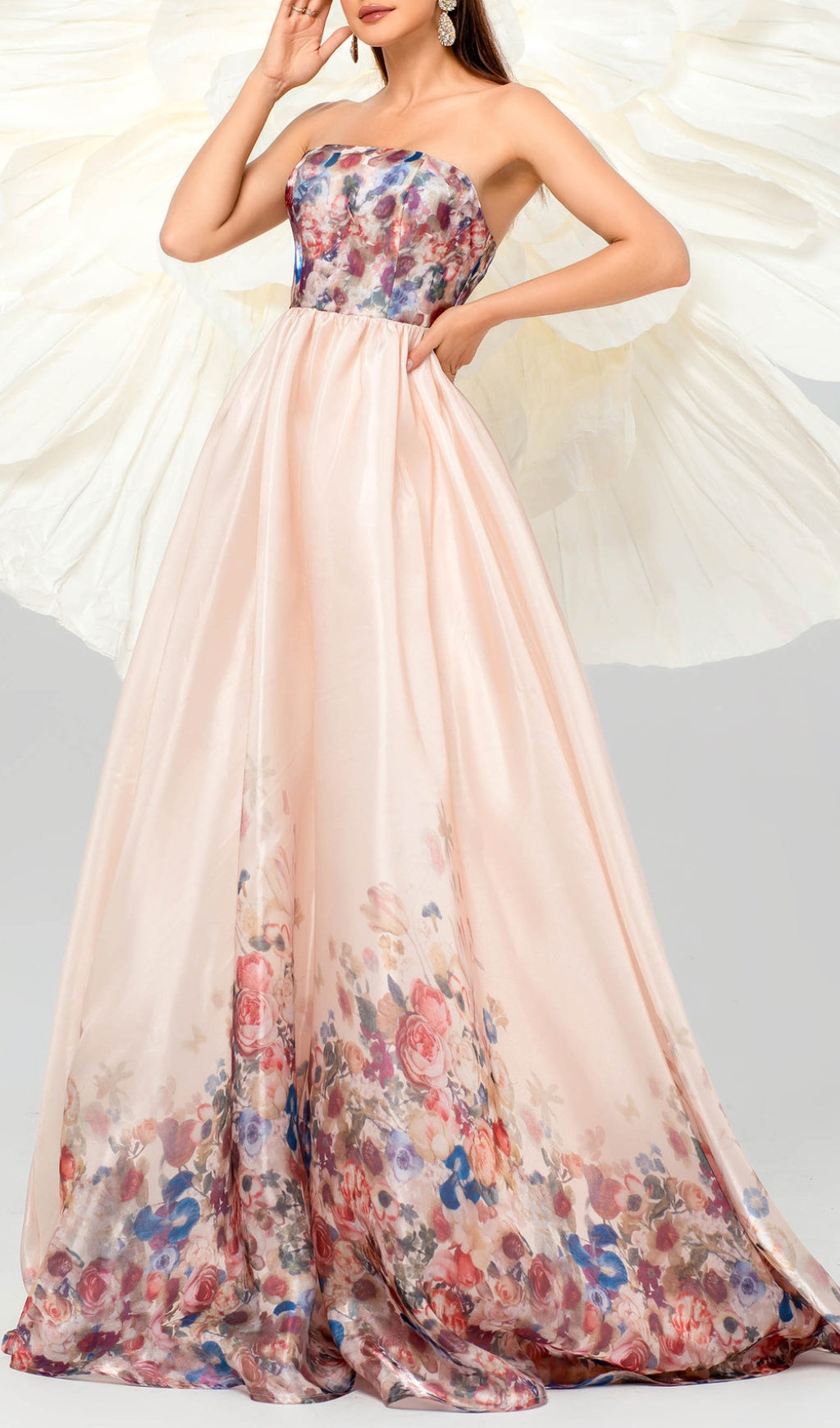 Bilhah Strapless Floral Print Maxi Dress Flowering Girl