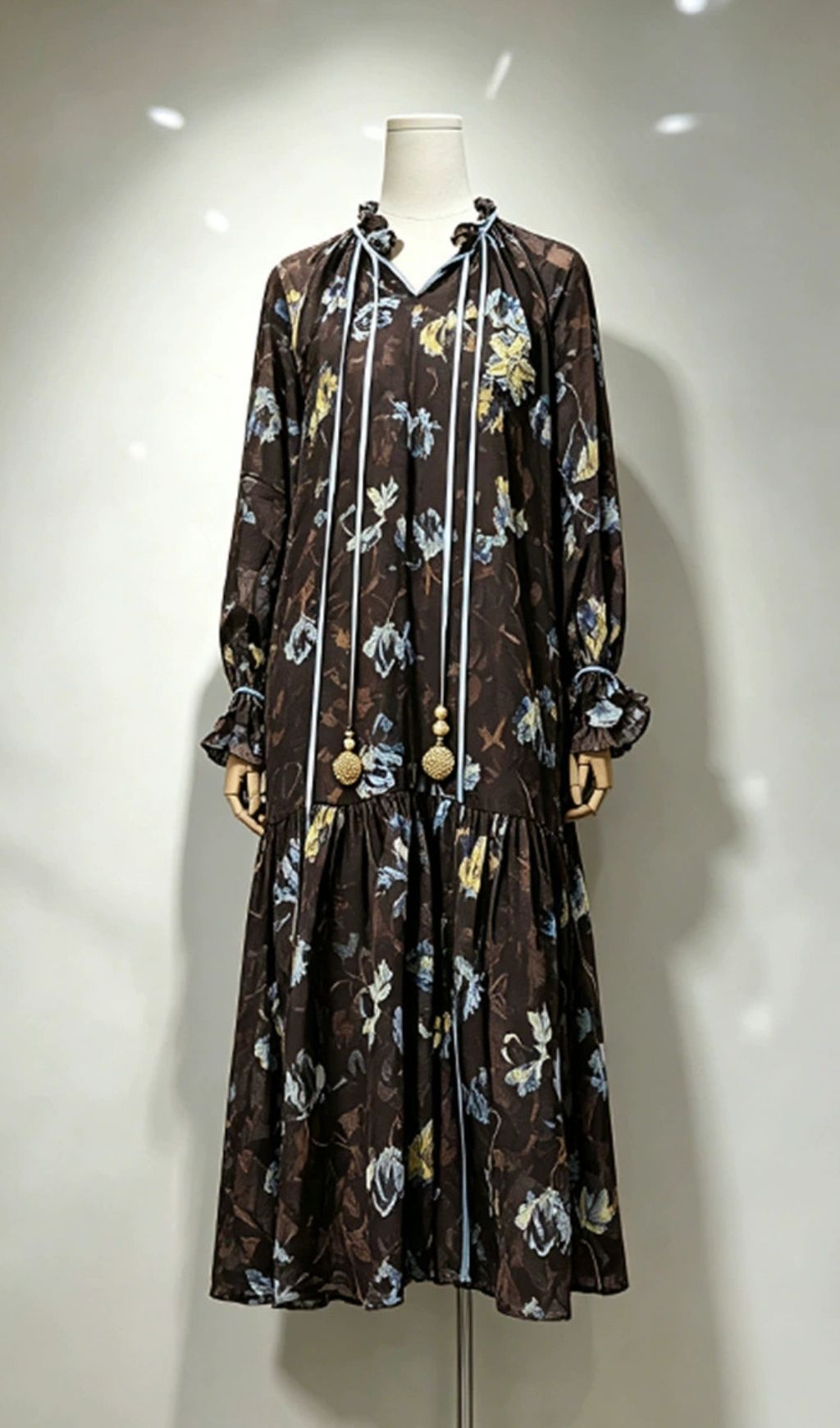 Kitra Printed Long Sleeve Midi Dress Flowering Girl