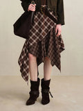 Mili Checkered Patchwork Skirt Flowering Girl