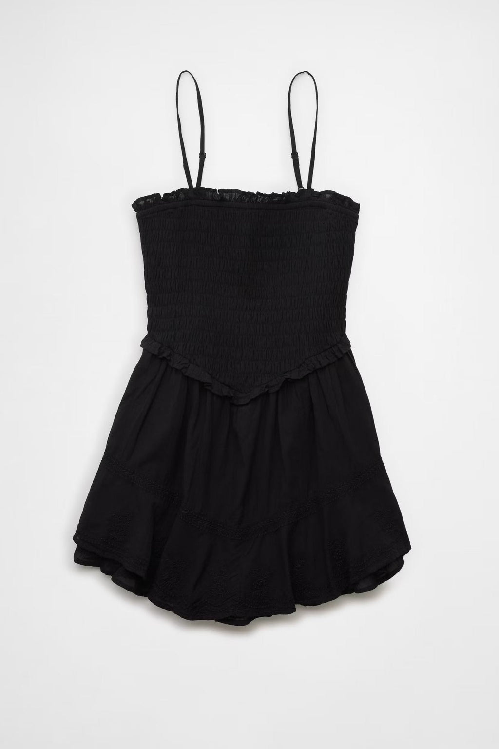 Ruffle Tiered Romper Mini Dress In Black Flowering Girl