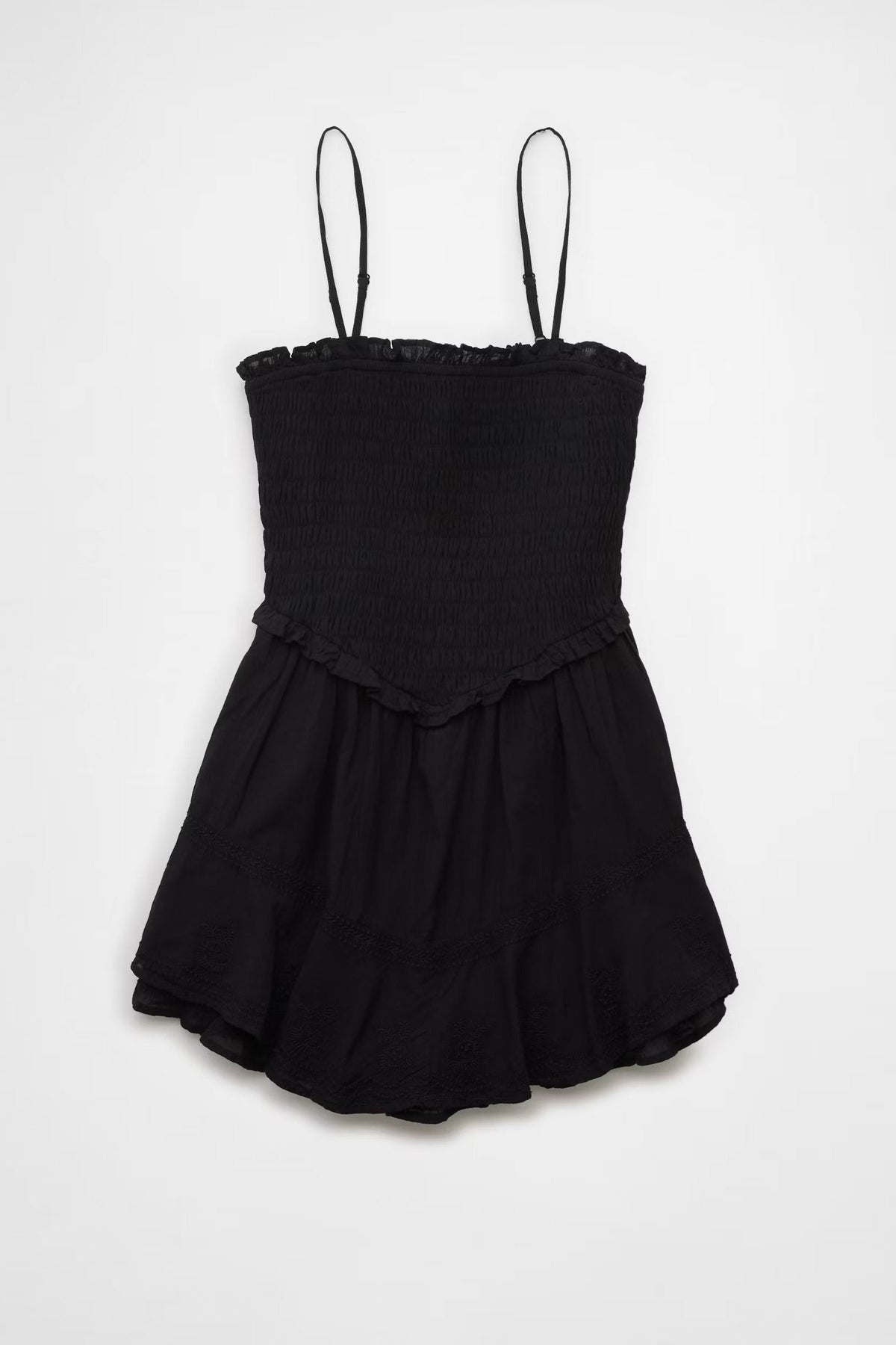 Ruffle Tiered Romper Mini Dress In Black Flowering Girl