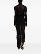 BLACK RUCHED SHEER MAXI DRESS Flowering Girl