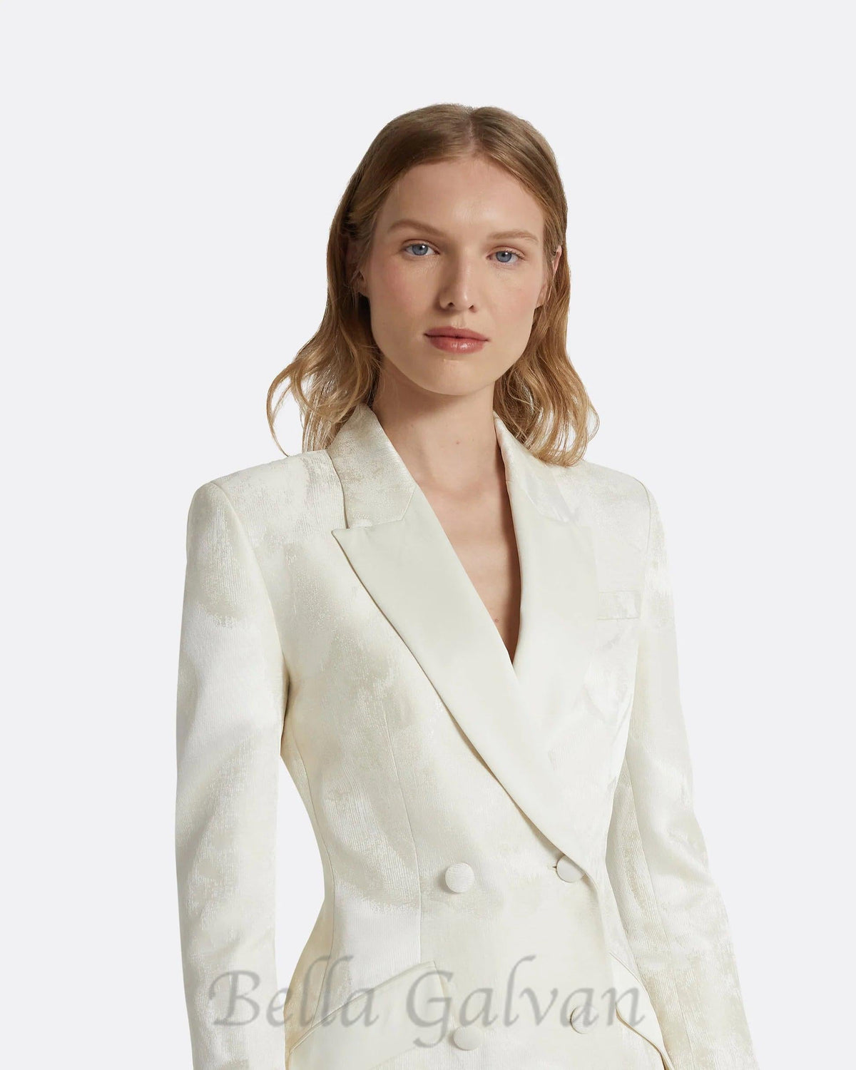 jacquard double-breasted blazer suit in ivory Flowering Girl
