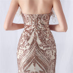 Choire Champagne Sequin Feather Maxi Dress Flowering Girl