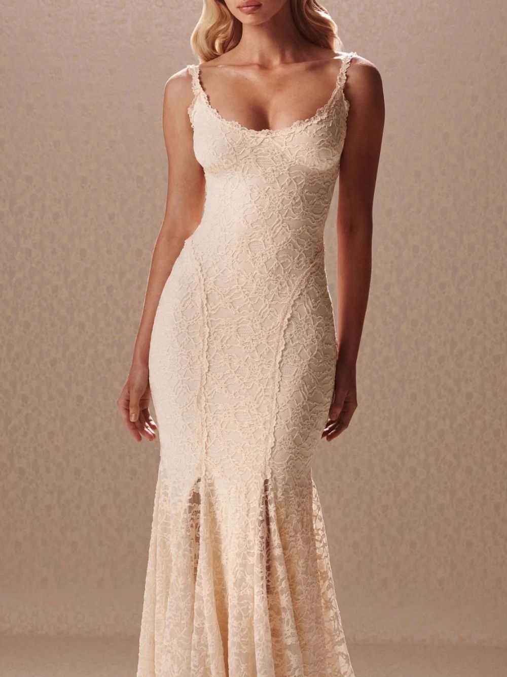 Miria Lace Backless Maxi Dress Flowering Girl