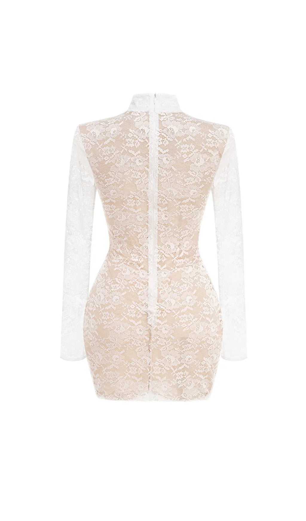 Dorisa White Lace Corset Long Sleeve Mini Dress Flowering Girl