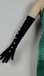 Black Pearl Embellished Gloves Flowering Girl