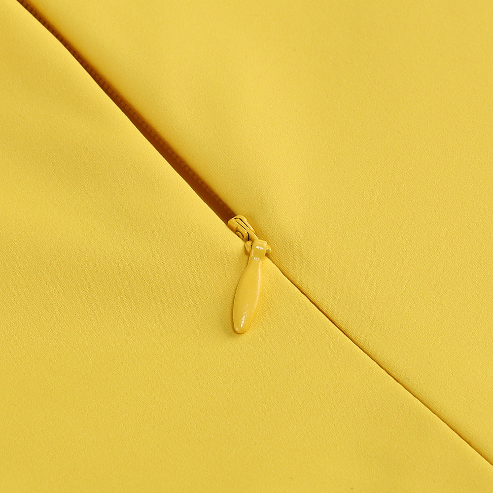 Strapless Embellished Ruffle Maxi Dress Yellow Flowering Girl