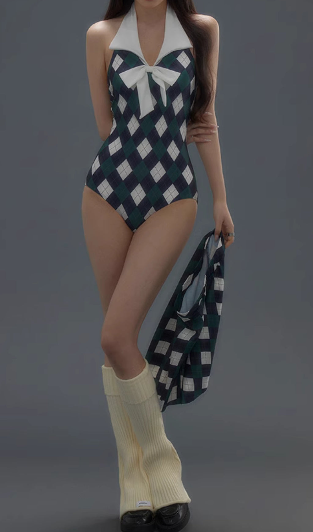Danger Argyle One-Piece Swimsuit & Skirt Flowering Girl