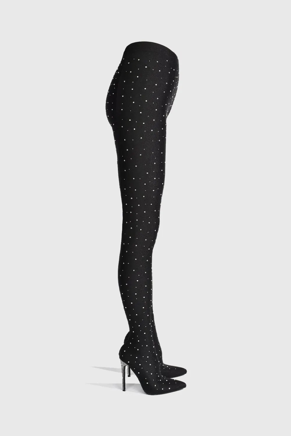 Sagier Rhinestone Legging Boots - Black Flowering Girl