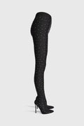 Sagier Rhinestone Legging Boots - Black Flowering Girl