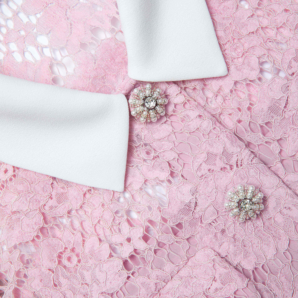 Pink Lace Collared Mini Dress Flowering Girl