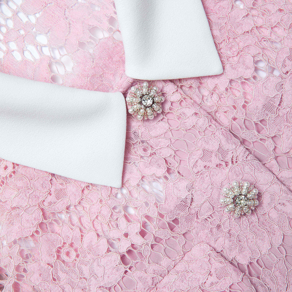 Pink Lace Collared Mini Dress Flowering Girl