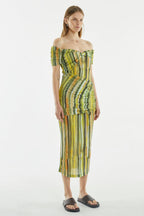 Wind Through Off Shoulder Dress | Brush Stroke Flowering Girl